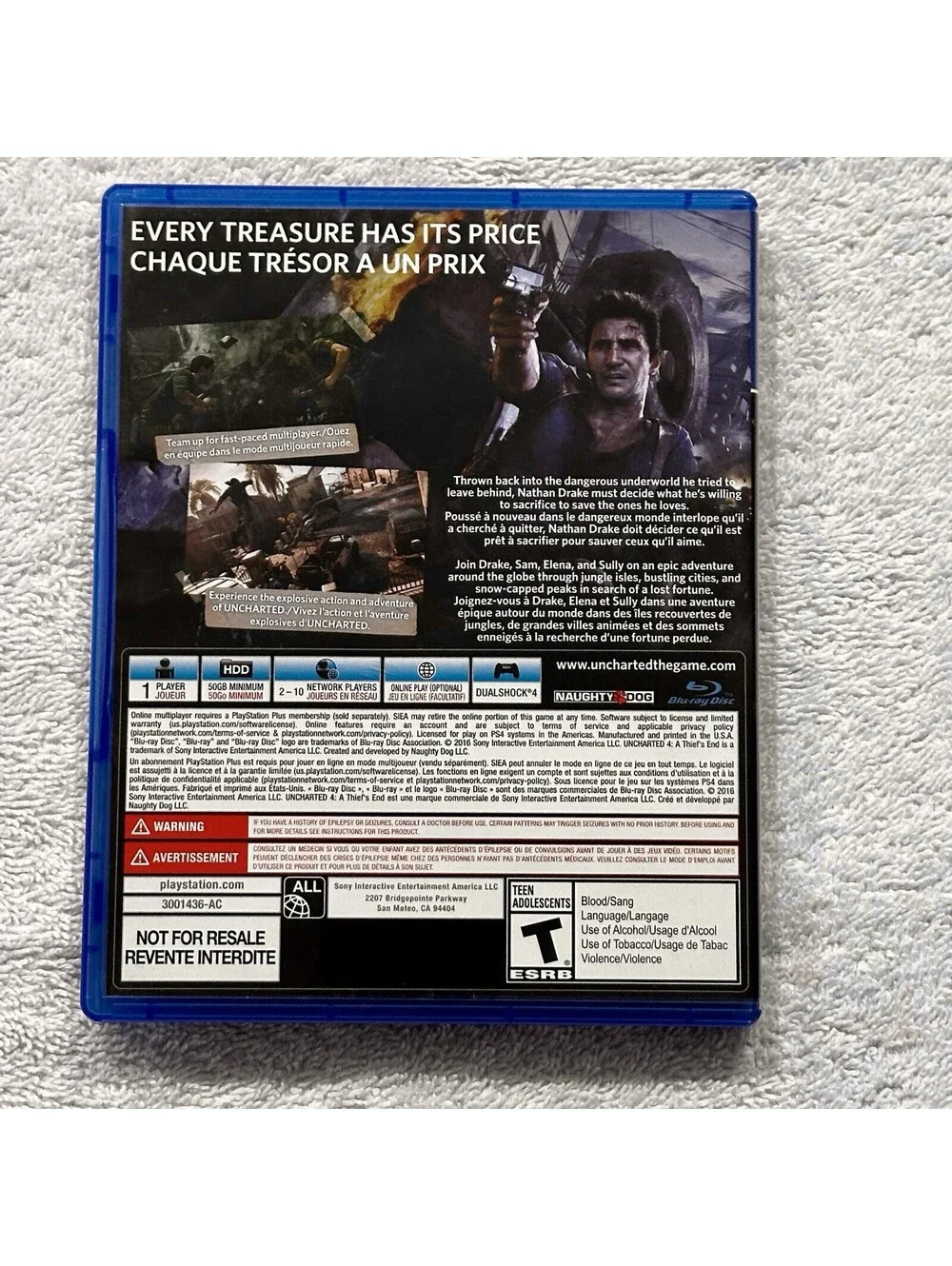 Playstation 4 PS4 Video Game UNCHARTED 4 A Thief’s End - with Insert - Gaming